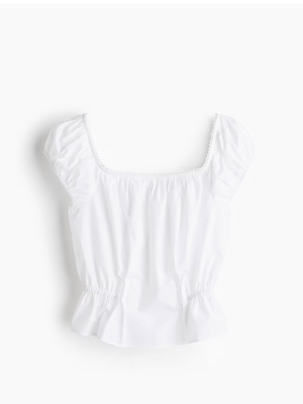 H&M White Square-Neck Puff Sleeve Top